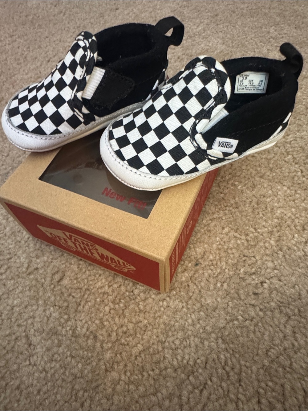 Vans Black & White Checkerboard Baby Slip-On Shoes. USED - Picture 5 of 12